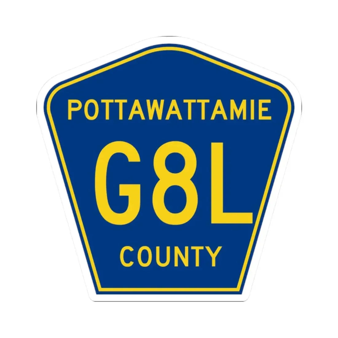 Pottawattamie County Route G8L IA (Iowa) (Road Sign) STICKER Vinyl Kiss-Cut Decal 2 Inch White - The Sticker Space
