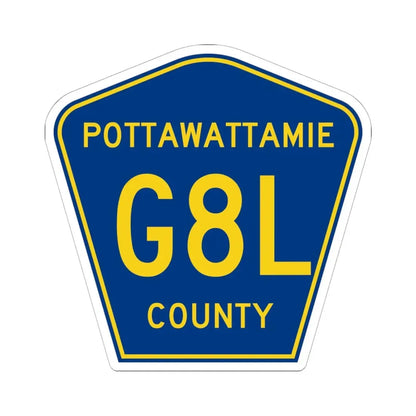 Pottawattamie County Route G8L IA (Iowa) (Road Sign) STICKER Vinyl Kiss-Cut Decal 6 Inch White - The Sticker Space