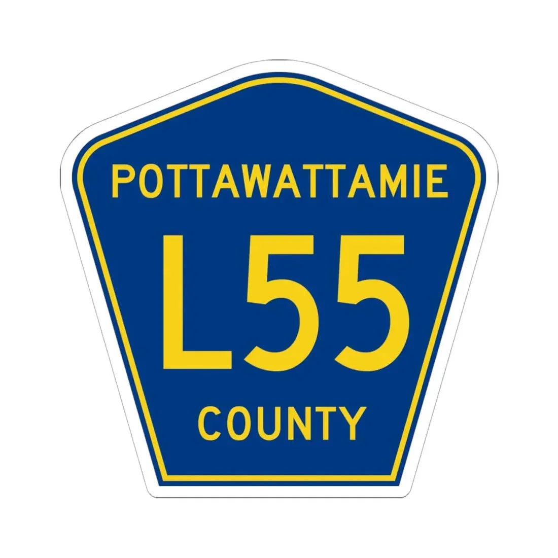 Pottawattamie County Route L55 IA (Iowa) (Road Sign) STICKER Vinyl Kiss-Cut Decal 6 Inch White - The Sticker Space