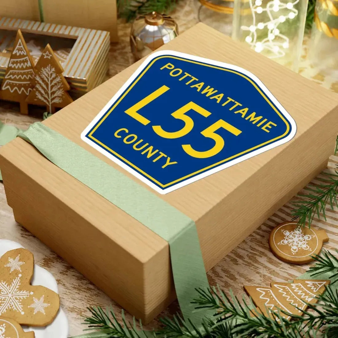 Pottawattamie County Route L55 IA (Iowa) (Road Sign) STICKER Vinyl Kiss-Cut Decal - The Sticker Space