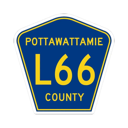 Pottawattamie County Route L66 IA (Iowa) (Road Sign) STICKER Vinyl Kiss-Cut Decal 3 Inch White - The Sticker Space