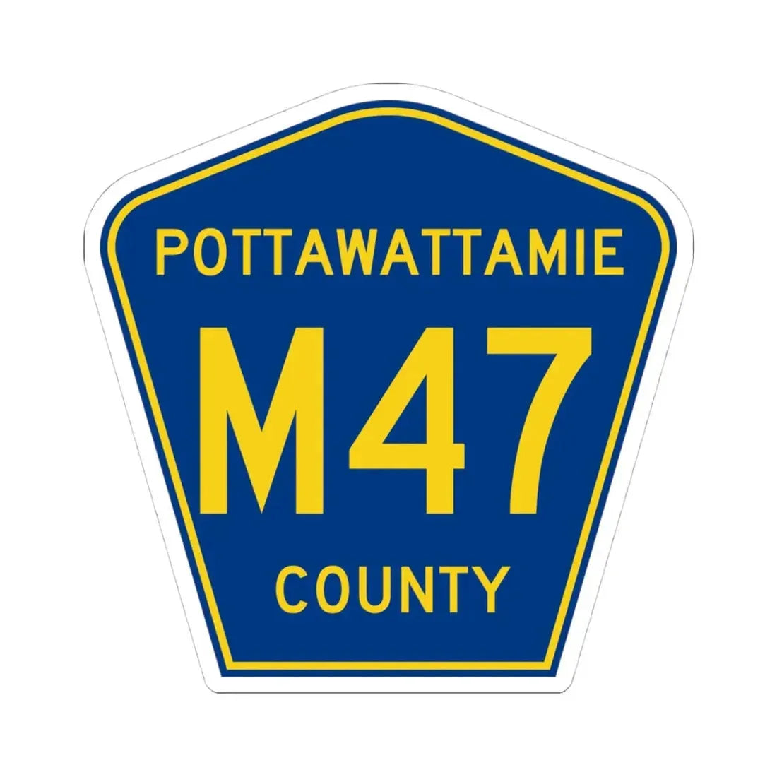 Pottawattamie County Route M47 IA (Iowa) (Road Sign) STICKER Vinyl Kiss-Cut Decal 4 Inch White - The Sticker Space