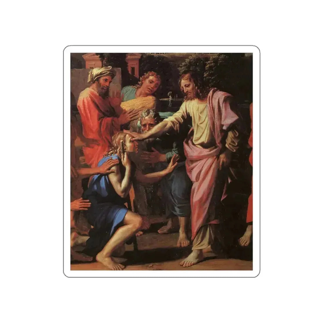 POUSSIN, Nicolas - Jesus Healing the Blind of Jericho (Artwork) STICKER Vinyl Die-Cut Decal White Die-Cut 5 Inch - The Sticker Space