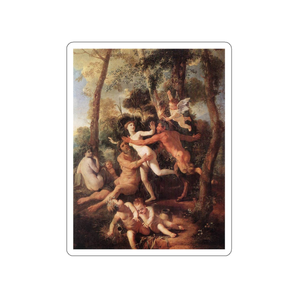 POUSSIN, Nicolas - Pan and Syrinx (Artwork) STICKER Vinyl Die-Cut Decal-White-The Sticker Space