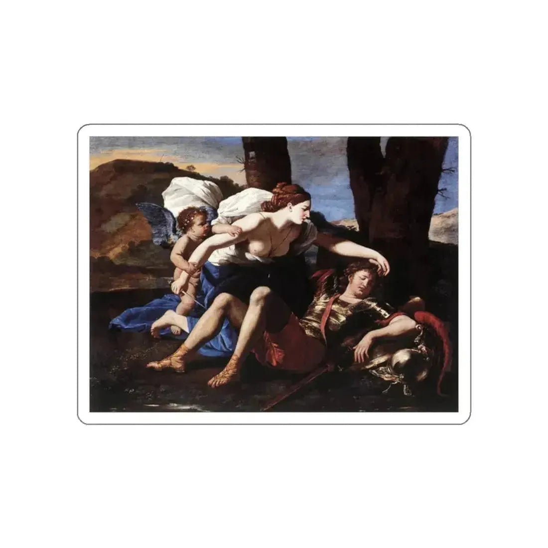 POUSSIN, Nicolas - Rinaldo and Armida (Artwork) STICKER Vinyl Die-Cut Decal White Die-Cut 2 Inch - The Sticker Space