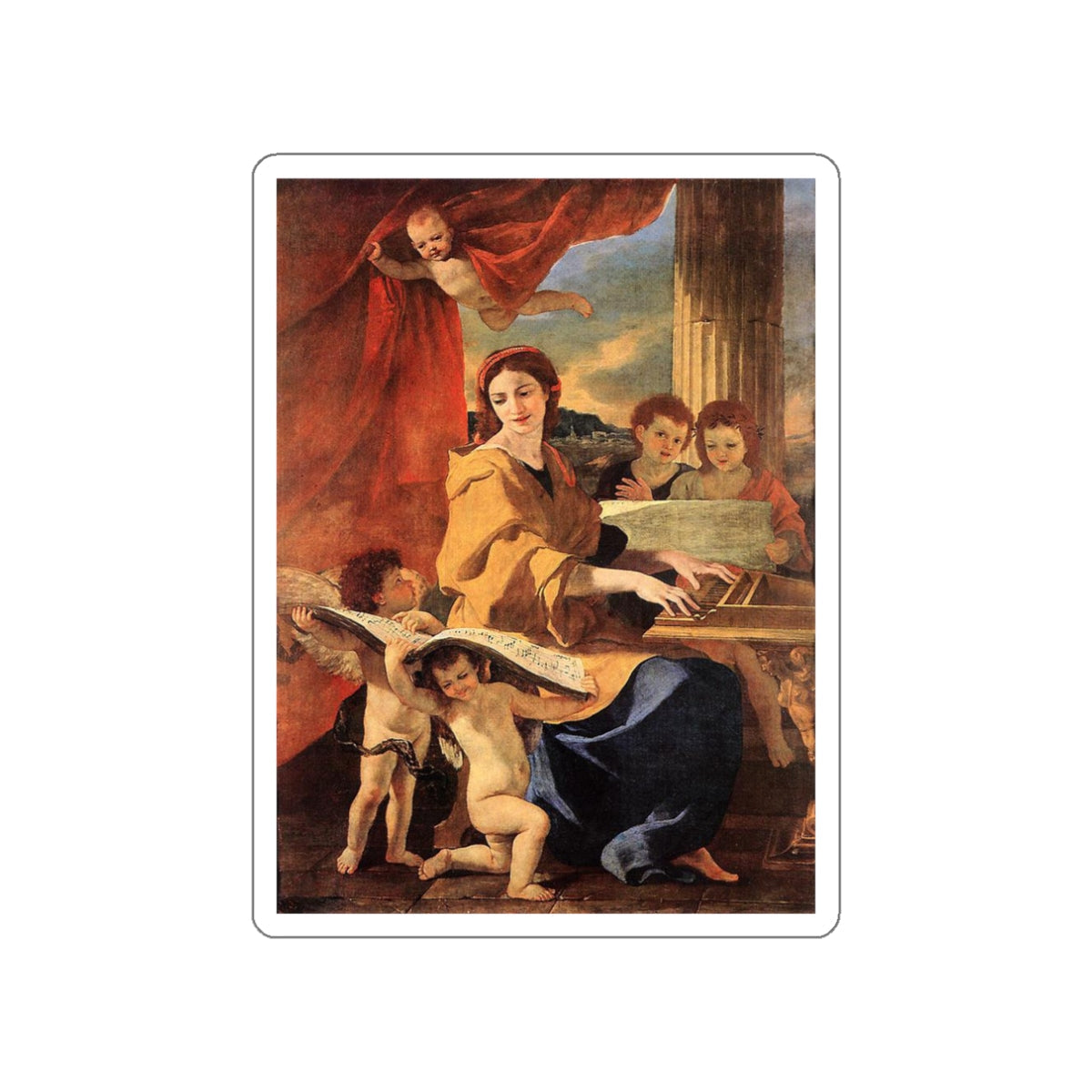 POUSSIN, Nicolas - St Cecilia (Artwork) STICKER Vinyl Die-Cut Decal-White-The Sticker Space