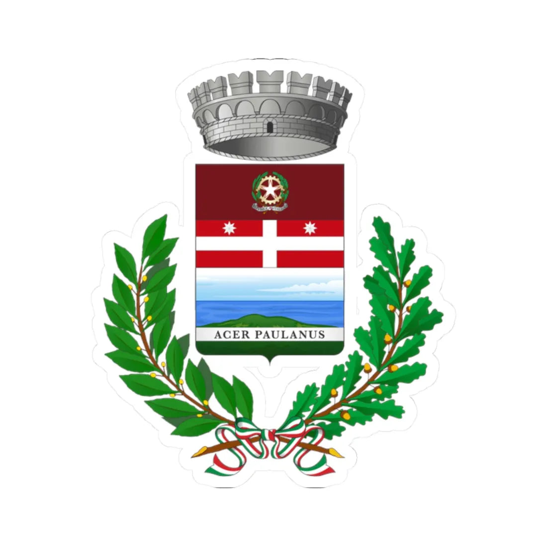 Povegliano-Stemma (Italy) (Coat of Arms) STICKER Vinyl Kiss-Cut Decal 2 Inch White - The Sticker Space