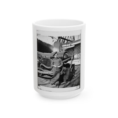 Powder Monkey By Gun Of U.S.S. New Hampshire Off Charleston, S.C. (U.S. Civil War) White Coffee Mug-15oz-The Sticker Space