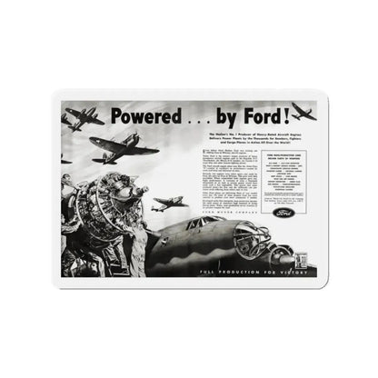 Powered ... by Ford, Liberty, June 26, 1943 (Magazine Illustration) Refrigerator Magnet 2 Inch Die-Cut - The Sticker Space