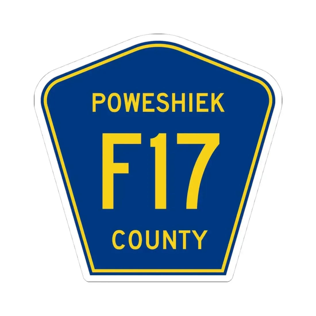 Poweshiek County Route F17 IA (Iowa) (Road Sign) STICKER Vinyl Kiss-Cut Decal 4 Inch White - The Sticker Space