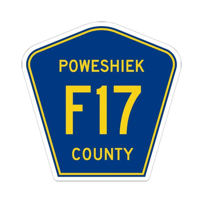 Poweshiek County Route F17 IA (Iowa) (Road Sign) STICKER Vinyl Kiss-Cut Decal 6 Inch White - The Sticker Space