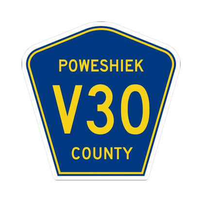 Poweshiek County Route V30 IA (Iowa) (Road Sign) STICKER Vinyl Kiss-Cut Decal 3 Inch White - The Sticker Space