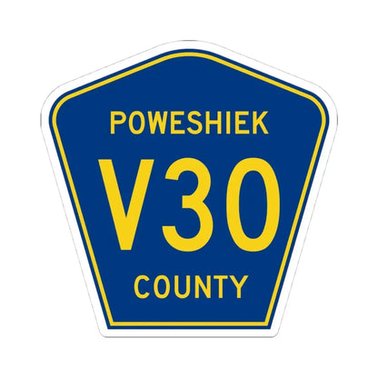 Poweshiek County Route V30 IA (Iowa) (Road Sign) STICKER Vinyl Kiss-Cut Decal 4 Inch White - The Sticker Space