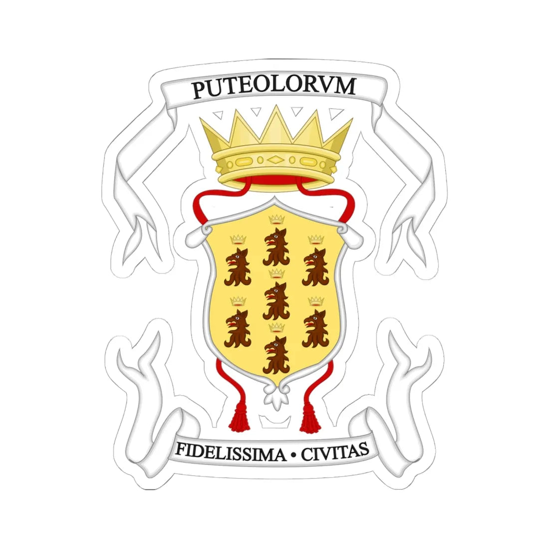 Pozzuoli-Stemma (Italy) (Coat of Arms) STICKER Vinyl Kiss-Cut Decal 6 Inch White - The Sticker Space