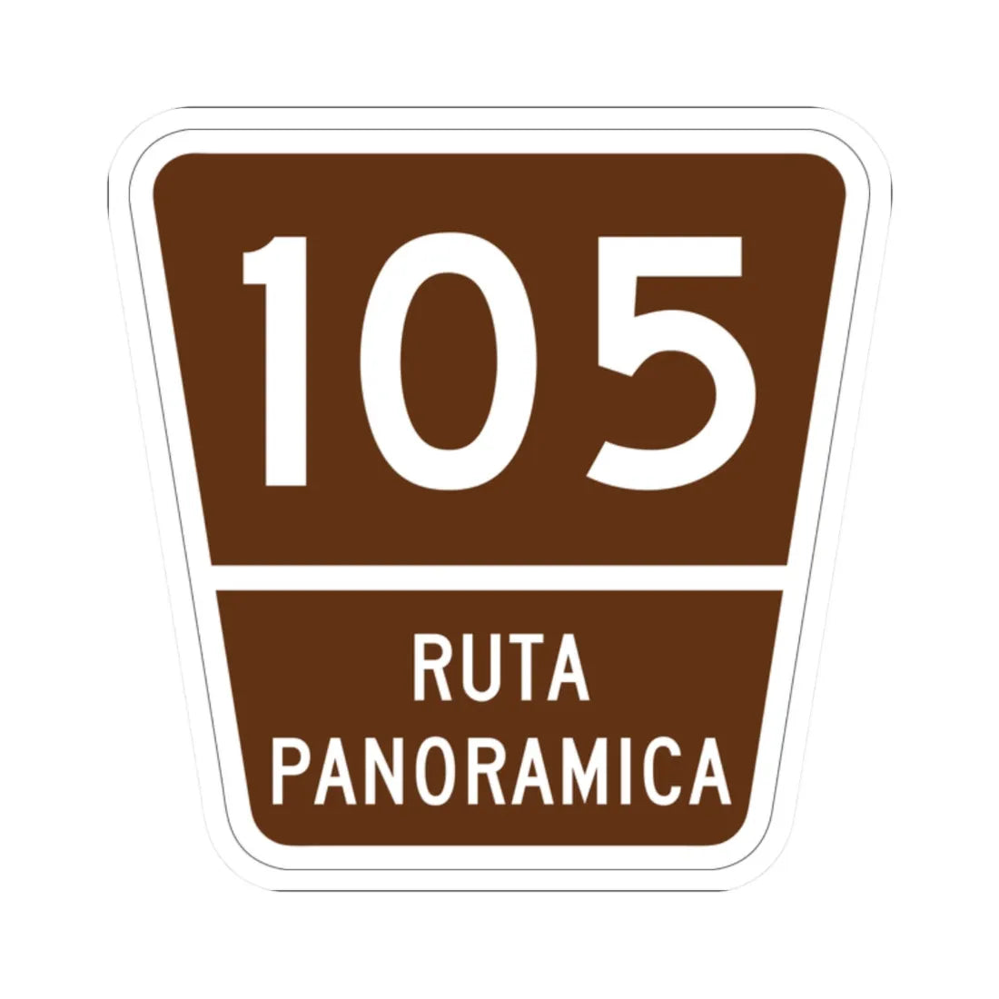 PR old scenic route 105 (Puerto Rico) (Road Sign) STICKER Vinyl Kiss-Cut Decal 2 Inch White - The Sticker Space