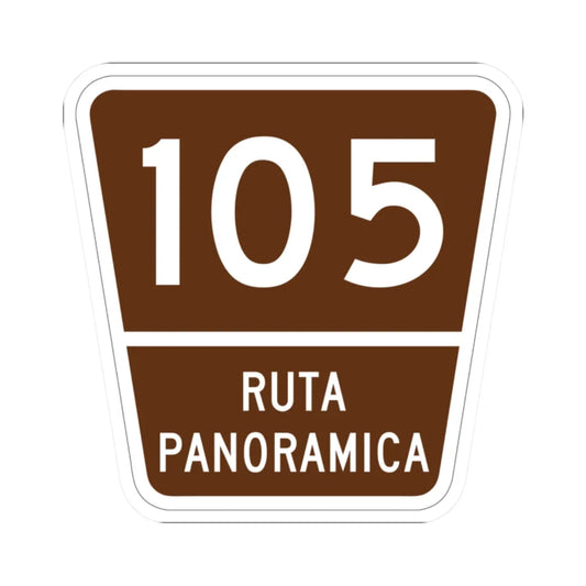 PR old scenic route 105 (Puerto Rico) (Road Sign) STICKER Vinyl Kiss-Cut Decal 2 Inch White - The Sticker Space