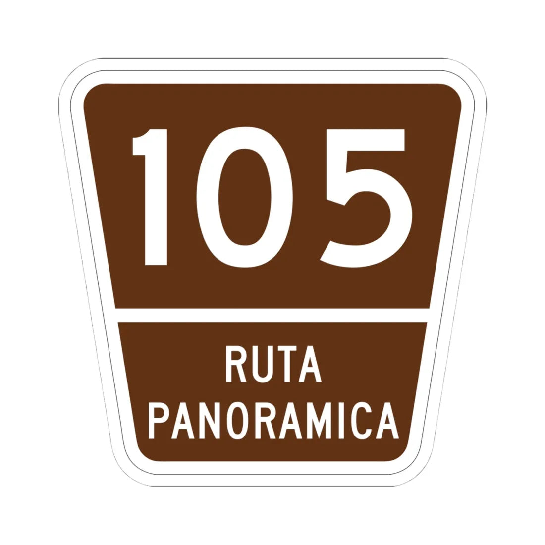PR old scenic route 105 (Puerto Rico) (Road Sign) STICKER Vinyl Kiss-Cut Decal 4 Inch White - The Sticker Space