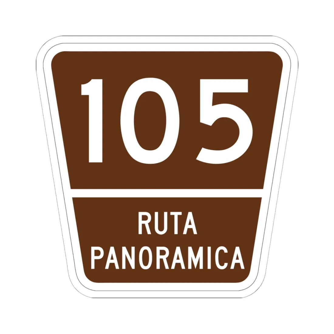 PR old scenic route 105 (Puerto Rico) (Road Sign) STICKER Vinyl Kiss-Cut Decal 6 Inch White - The Sticker Space