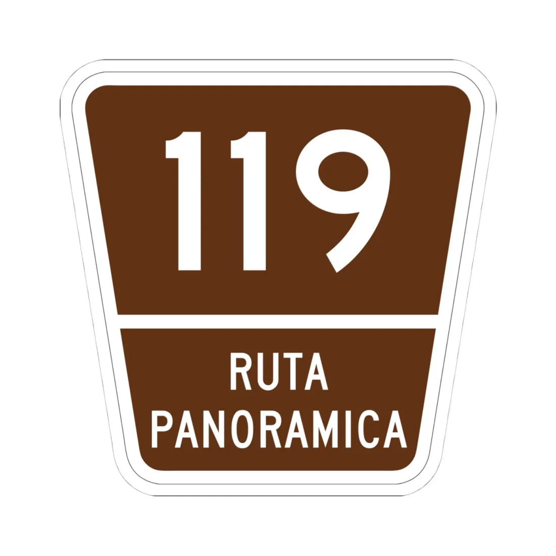 PR old scenic route 119 (Puerto Rico) (Road Sign) STICKER Vinyl Kiss-Cut Decal 4 Inch White - The Sticker Space