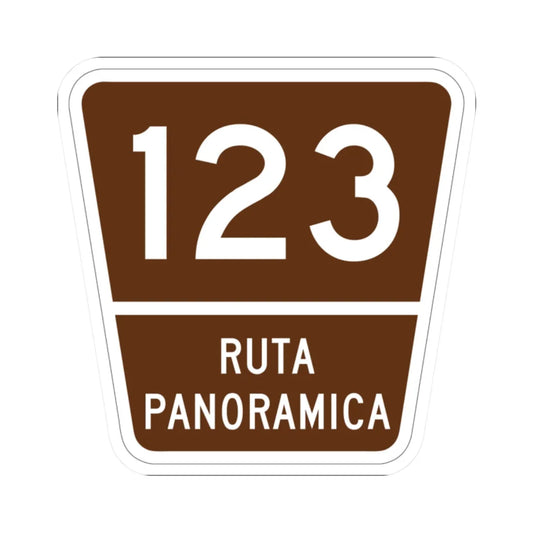 PR old scenic route 123 (Puerto Rico) (Road Sign) STICKER Vinyl Kiss-Cut Decal 2 Inch White - The Sticker Space