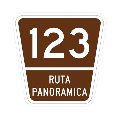 PR old scenic route 123 (Puerto Rico) (Road Sign) STICKER Vinyl Kiss-Cut Decal 3 Inch White - The Sticker Space