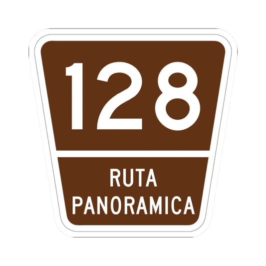 PR old scenic route 128 (Puerto Rico) (Road Sign) STICKER Vinyl Kiss-Cut Decal 2 Inch White - The Sticker Space
