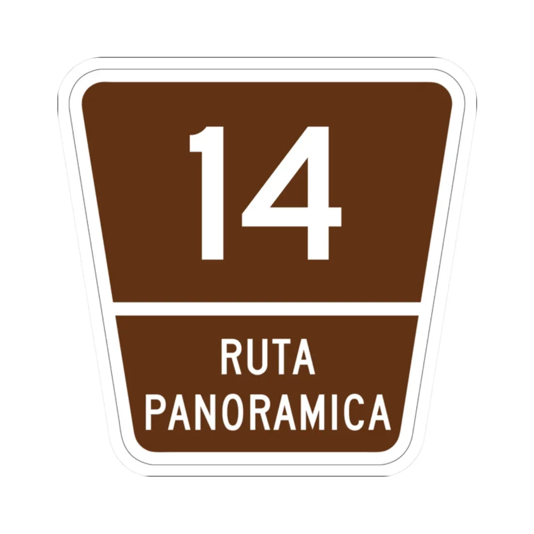 PR old scenic route 14 (Puerto Rico) (Road Sign) STICKER Vinyl Kiss-Cut Decal 2 Inch White - The Sticker Space