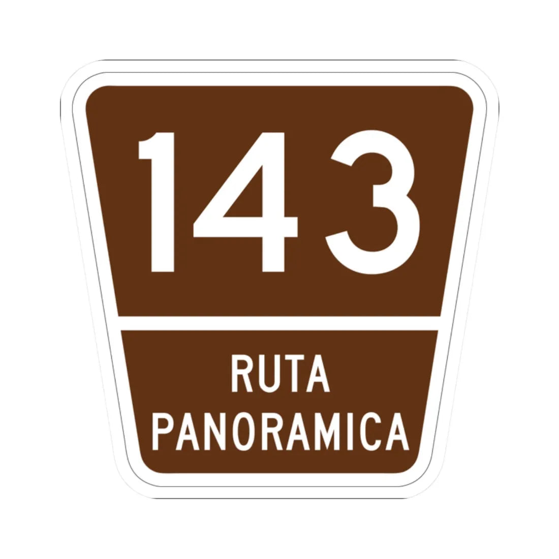 PR old scenic route 143 (Puerto Rico) (Road Sign) STICKER Vinyl Kiss-Cut Decal 2 Inch White - The Sticker Space