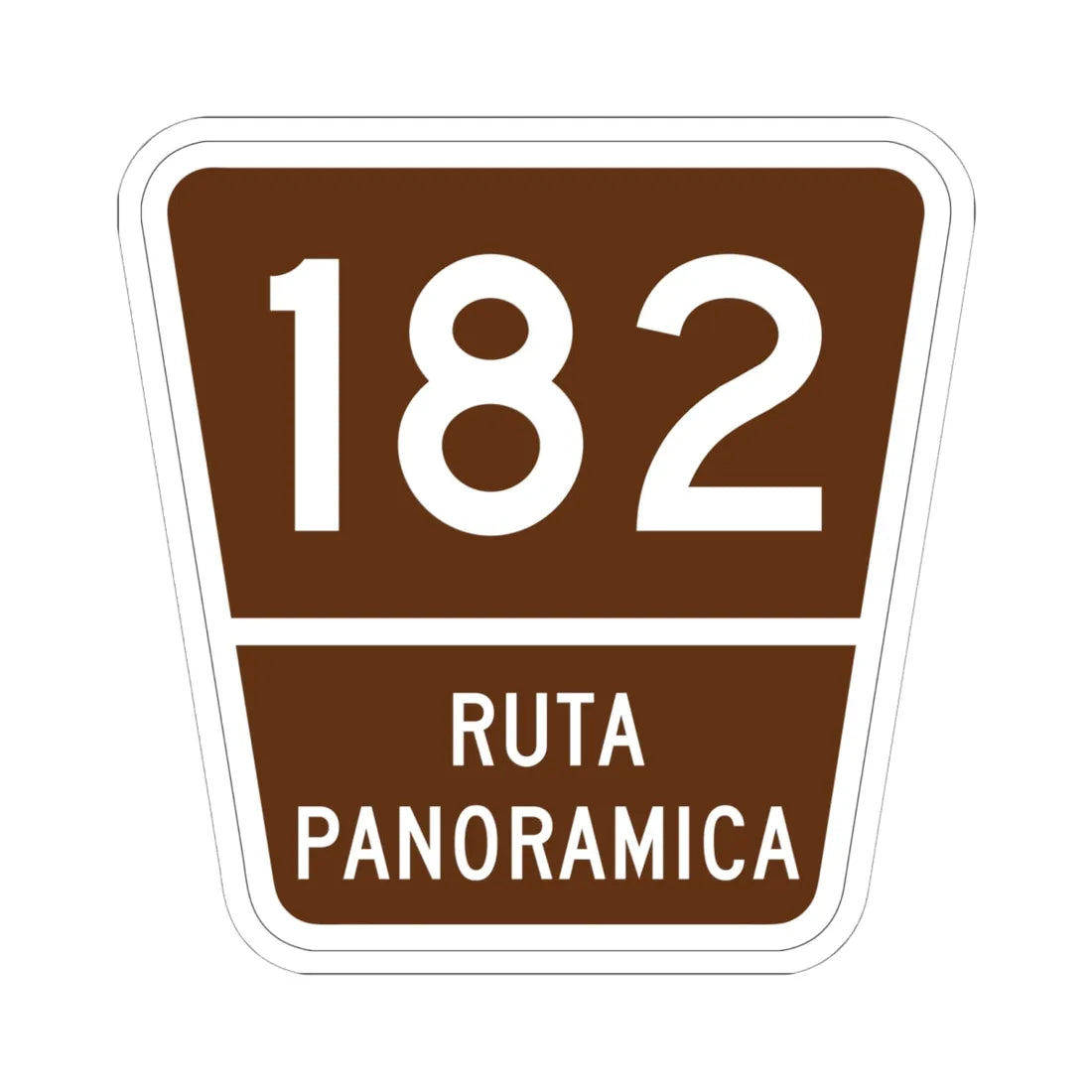 PR old scenic route 182 (Puerto Rico) (Road Sign) STICKER Vinyl Kiss-Cut Decal 6 Inch White - The Sticker Space