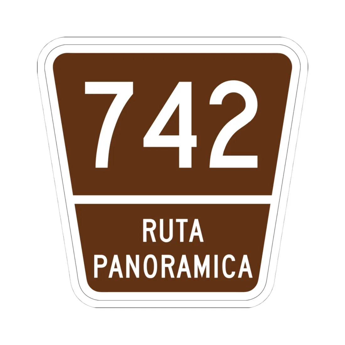 PR old scenic route 742 (Puerto Rico) (Road Sign) STICKER Vinyl Kiss-Cut Decal 4 Inch White - The Sticker Space