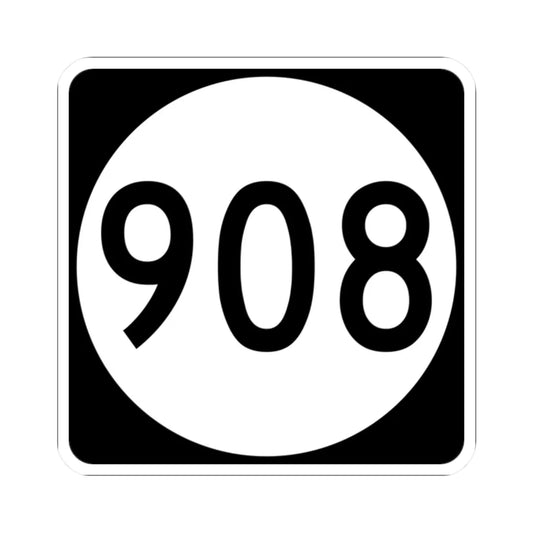 PR tertiary 908 (Puerto Rico) (Road Sign) STICKER Vinyl Kiss-Cut Decal 2 Inch White - The Sticker Space