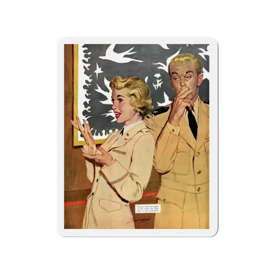 Practially Married, Saturday Evening Post, November 24, 1956 (Magazine Illustration) Refrigerator Magnet 2 Inch Die-Cut - The Sticker Space