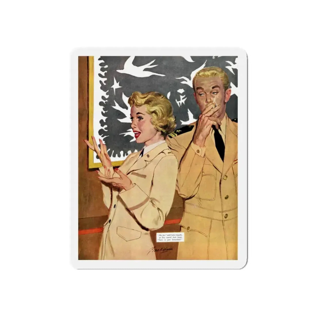 Practially Married, Saturday Evening Post, November 24, 1956 (Magazine Illustration) Refrigerator Magnet - The Sticker Space
