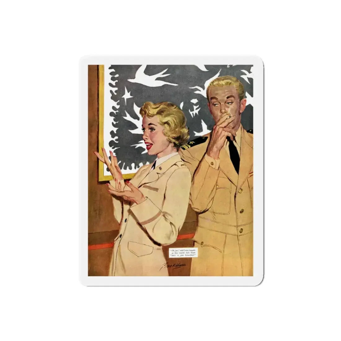 Practially Married, Saturday Evening Post, November 24, 1956 (Magazine Illustration) Refrigerator Magnet - The Sticker Space