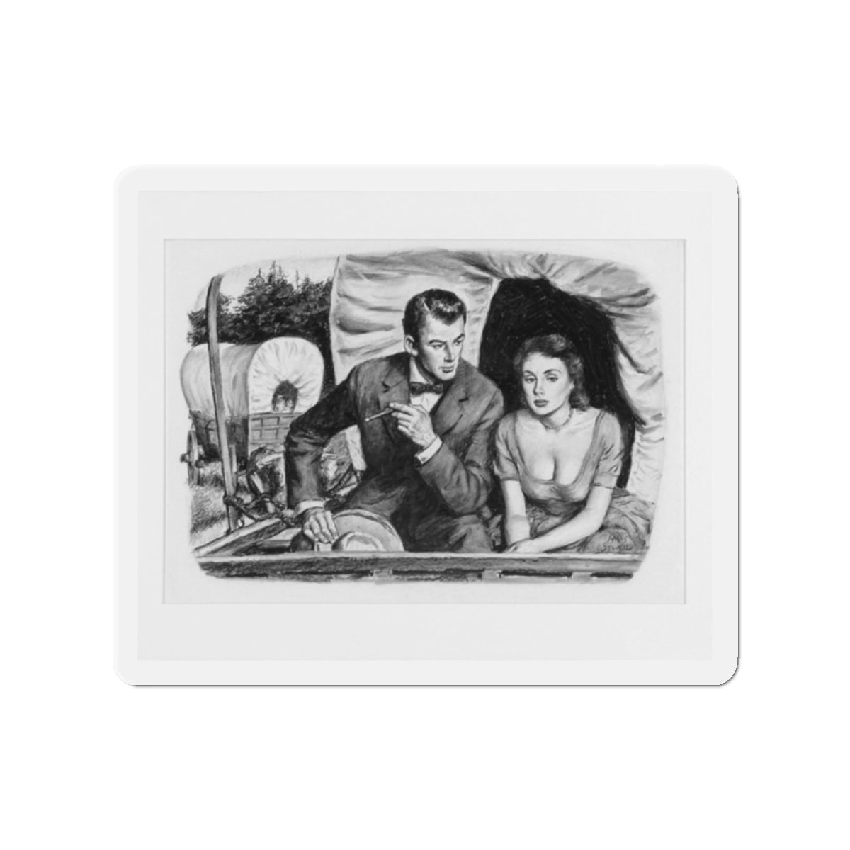 Prairie Schooner, 1957 (Magazine Illustration) Refrigerator Magnet-2" x 2"-The Sticker Space