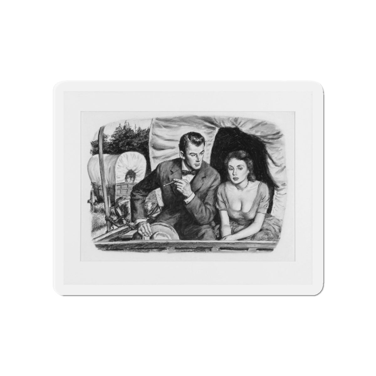 Prairie Schooner, 1957 (Magazine Illustration) Refrigerator Magnet-4" x 4"-The Sticker Space