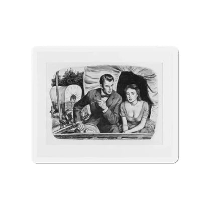 Prairie Schooner, 1957 (Magazine Illustration) Refrigerator Magnet 5 Inch Die-Cut - The Sticker Space