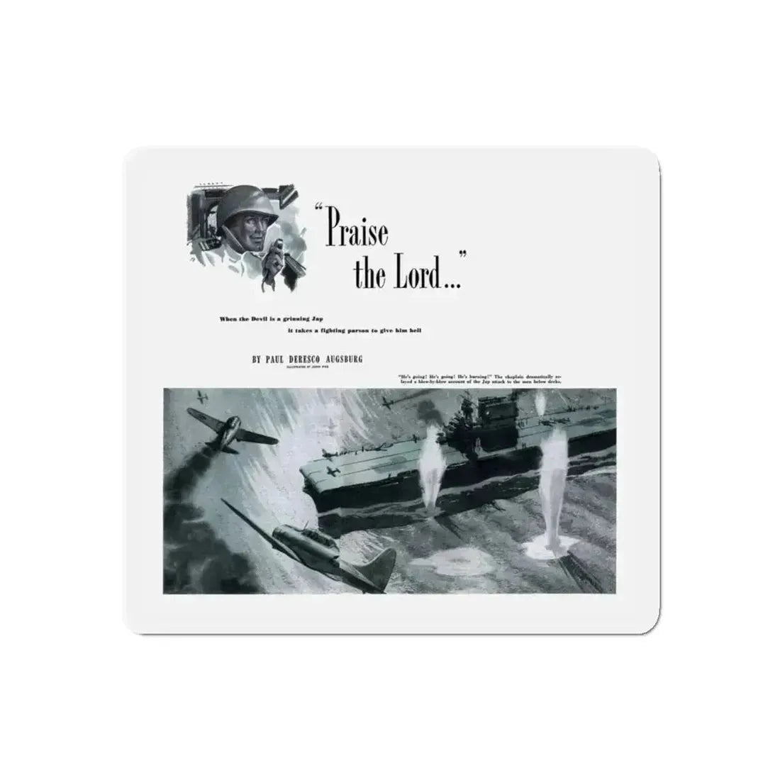 Praise the Lord, Cosmopolitan, March 1943 (Magazine Illustration) Refrigerator Magnet 4 Inch Die-Cut - The Sticker Space