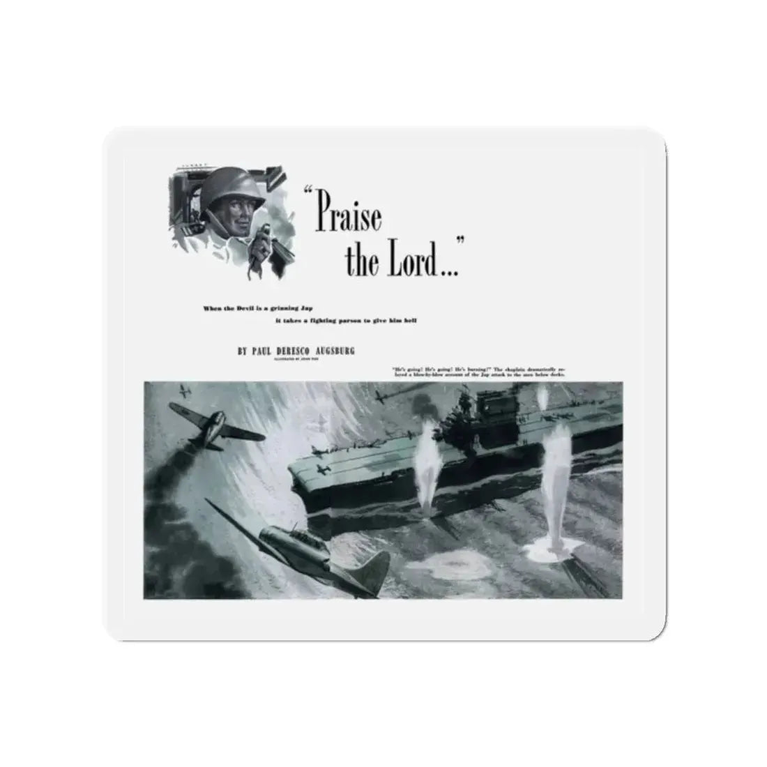 Praise the Lord, Cosmopolitan, March 1943 (Magazine Illustration) Refrigerator Magnet - The Sticker Space