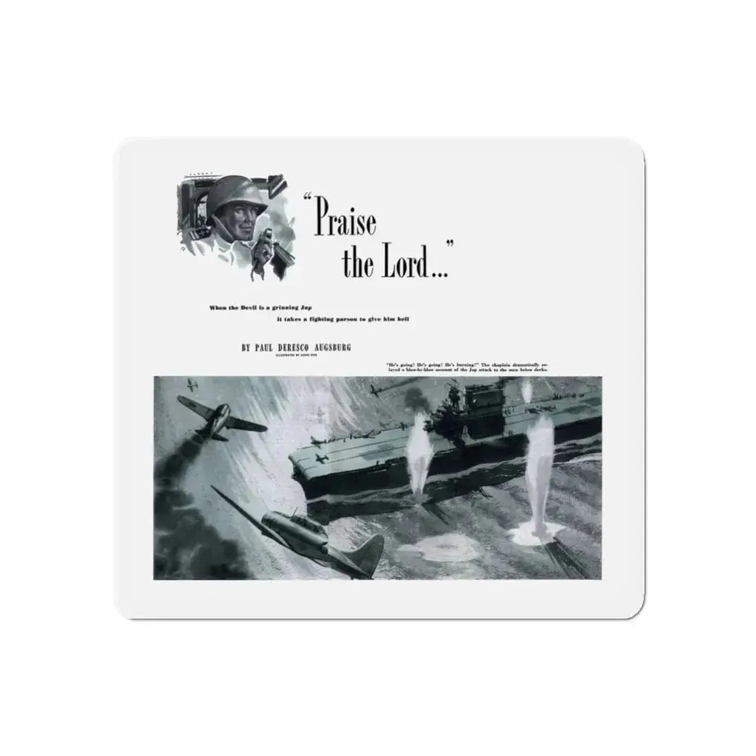 Praise the Lord, Cosmopolitan, March 1943 (Magazine Illustration) Refrigerator Magnet - The Sticker Space