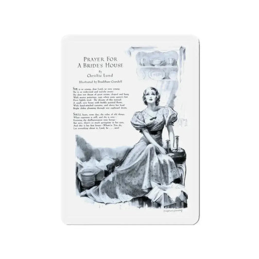 Prayer for a Bride's House, 1933 (Magazine Illustration) Refrigerator Magnet 2 Inch Die-Cut - The Sticker Space