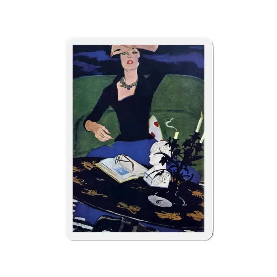 Precognition, Good Housekeeping, October 1957 (Magazine Illustration) Refrigerator Magnet 2 Inch Die-Cut - The Sticker Space