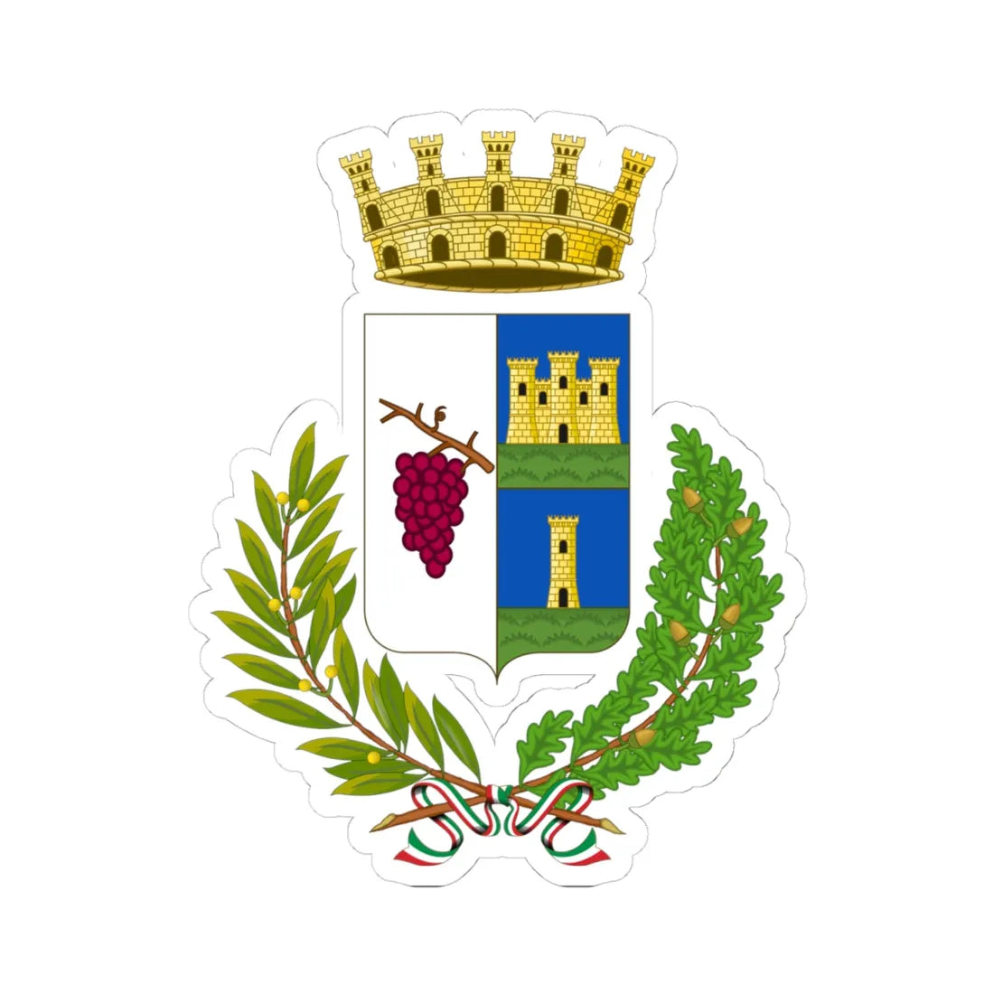 Predappio-Stemma (Italy) (Coat of Arms) STICKER Vinyl Kiss-Cut Decal 4 Inch White - The Sticker Space