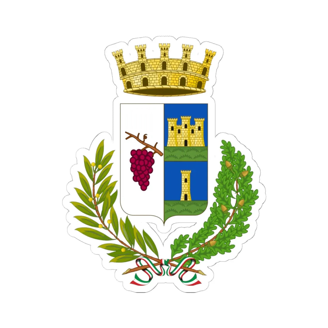 Predappio-Stemma (Italy) (Coat of Arms) STICKER Vinyl Kiss-Cut Decal 6 Inch White - The Sticker Space