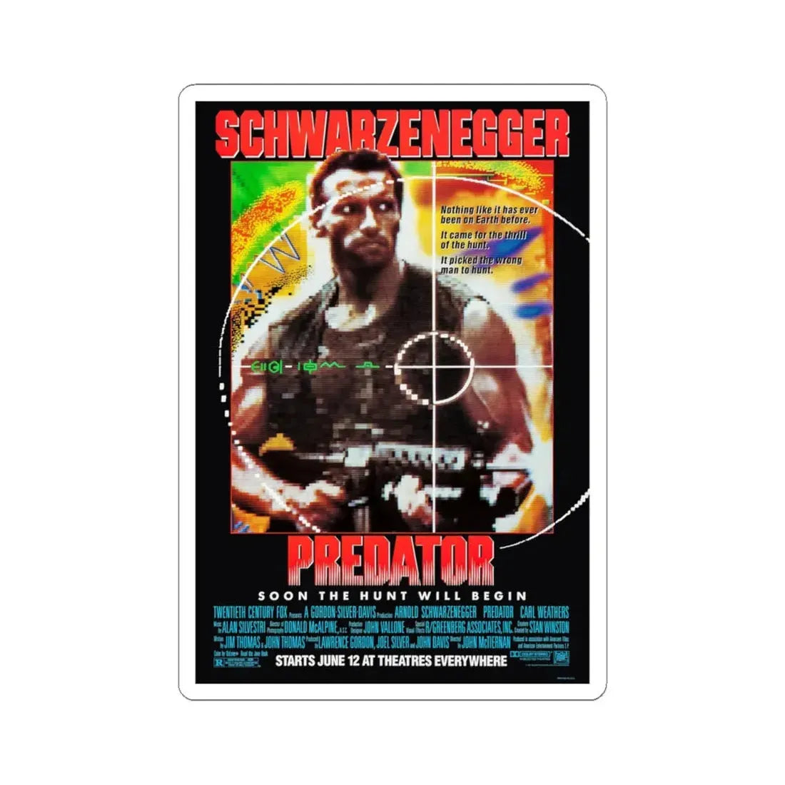Predator 1987 Movie Poster - STICKER Vinyl Kiss-Cut Decal 4 Inch White - The Sticker Space