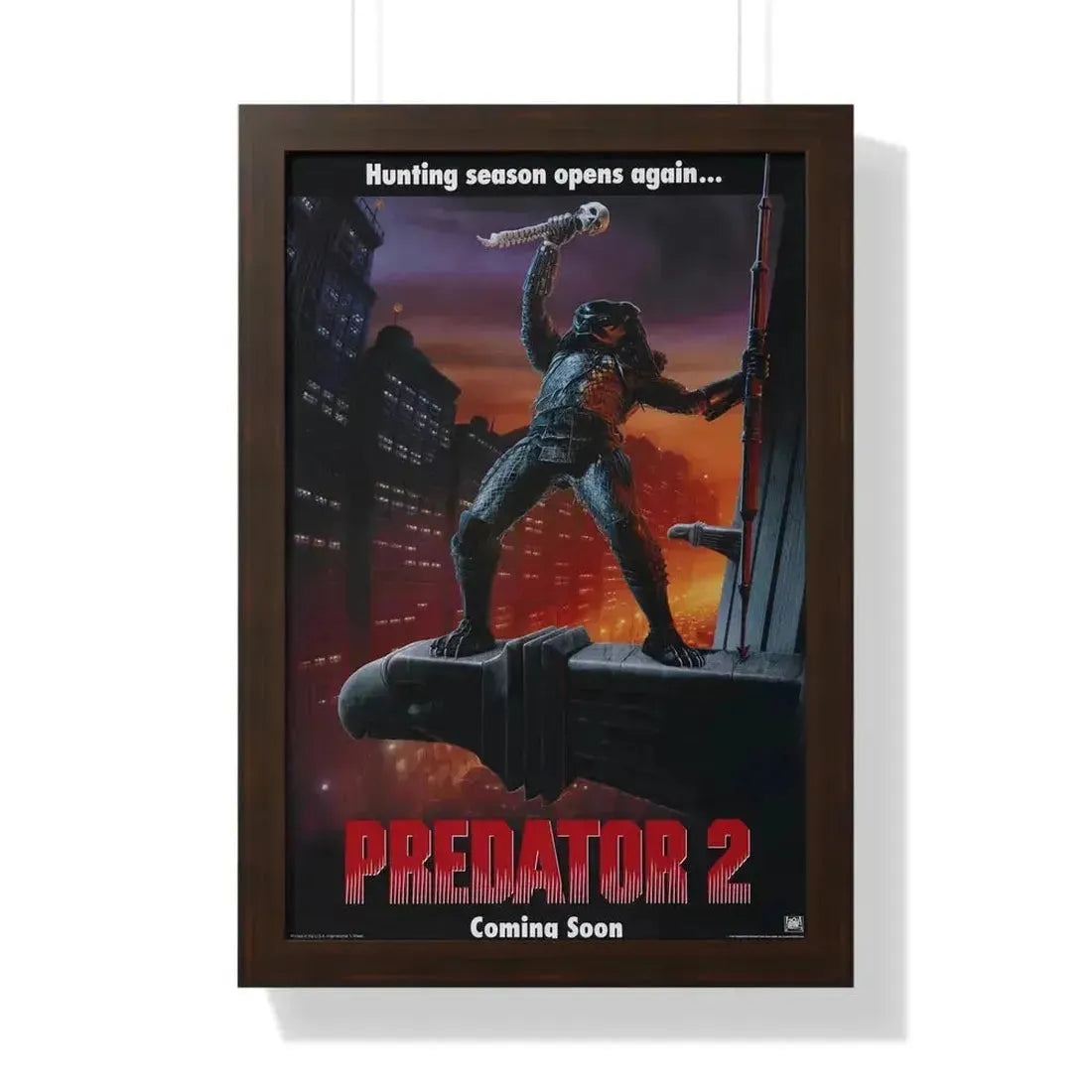 PREDATOR 2 (TEASER) 1990 - Framed Movie Poster 16″ x 24″ Walnut - The Sticker Space