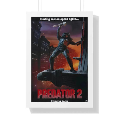 PREDATOR 2 (TEASER) 1990 - Framed Movie Poster 16″ x 24″ White - The Sticker Space