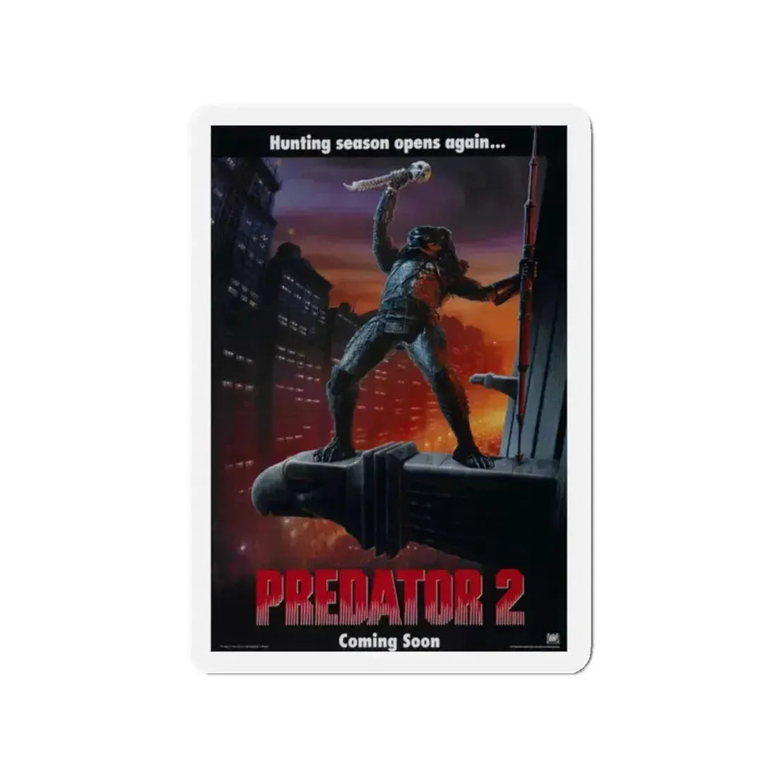 PREDATOR 2 (TEASER) 1990 Movie Poster - Refrigerator Magnet 2 Inch Die-Cut - The Sticker Space