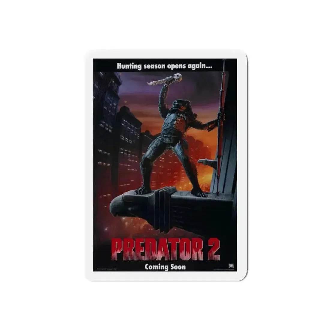 PREDATOR 2 (TEASER) 1990 Movie Poster - Refrigerator Magnet 3 Inch Die-Cut - The Sticker Space