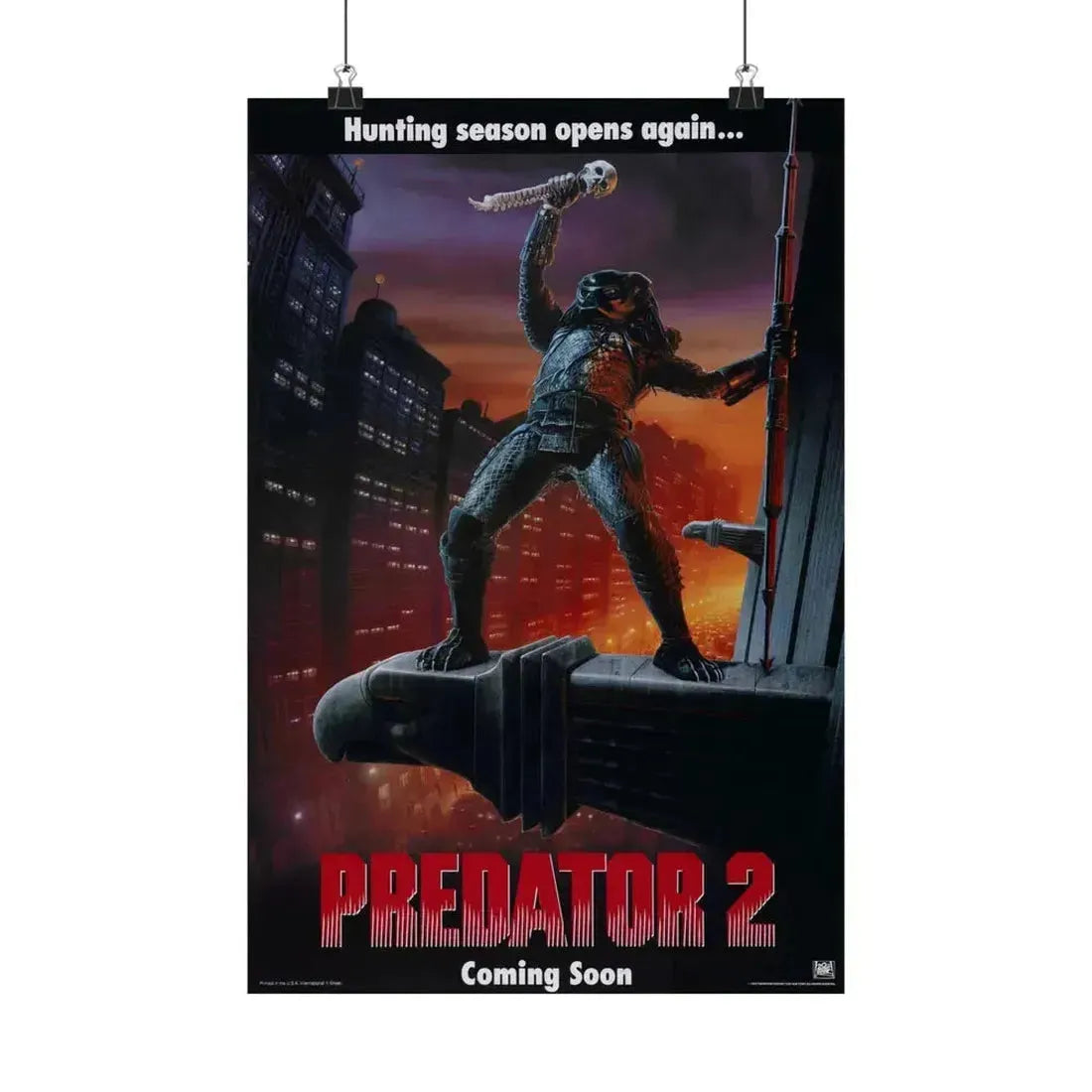 PREDATOR 2 (TEASER) 1990 - Paper Movie Poster 12″ x 18″ Matte - The Sticker Space